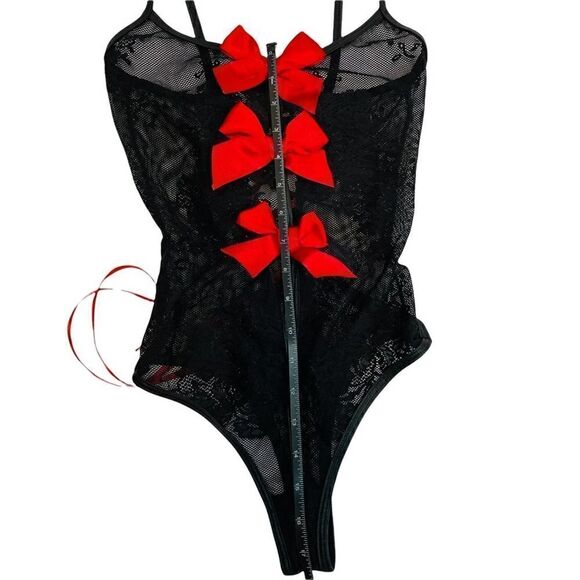 Mesh & Lace Thong Bodysuit Corset Back - Picture 9 of 12